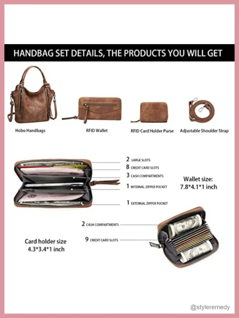 Hobo Bag for Women Faux Leather Crossbody Shoulder Purse Handbag